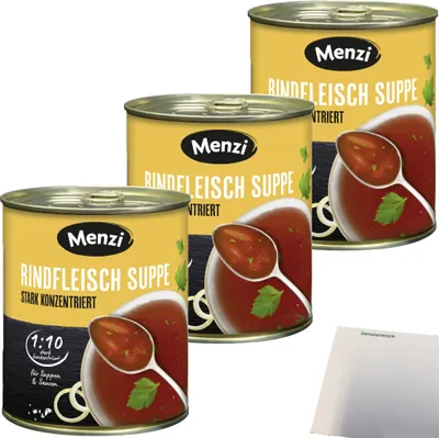 Produktbild von Menzi Rindfleisch Suppe stark konzentriert 1:10 3er Pack (3x800g Dose) + usy Block