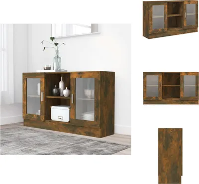 Produktbild von vidaXL Vitrinenschrank Räuchereiche 120x30,5x70 cm Holzwerkstoff -  Sideboards
