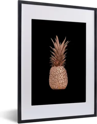 Produktbild von MuchoWow® MuchoWow® Gerahmtes Poster Ananas - Roségold - Schwarz 30x40 cm - Poster mit zchwarzem Bilderrahmen - Wandposter Schlafzimmer