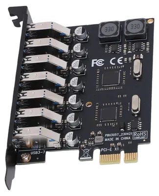 Produktbild von PCIe-USB-3.0-Erweiterungskarte mit 7 Anschlüssen – PCI-Express-zu-USB-Hub-Controller-Adapter – 5 Gbit/s Hochgeschwindigkeitsunterstützung für Windows 11, 10, 8 und 7
