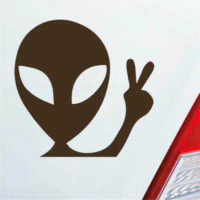 Produktbild von Auto Aufkleber XL Alien Außerirdischer Peace E.T. ET 20x20 cm Braun Sticker Heckscheibenaufkleber