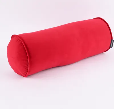 Produktbild von Nackenrolle aus Samt mit Kederumrandung und Reißverschluss rot 20x55cm