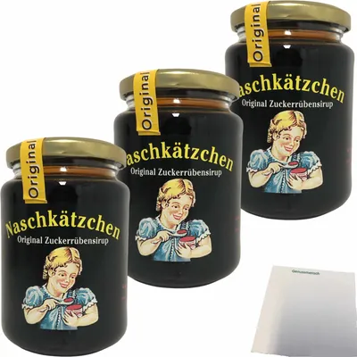 Produktbild von Naschkätzchen Zuckerrübensirup 3er Pack (3x450g Glas) + usy Block