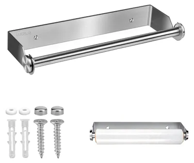 Produktbild von Wand Küchenrollenhalter, 28 cm, Edelstahl, mit Schrauben, zur Wandmontage, Papierrollenhalter für Küche, Bad und Wohnzimmer, Silber