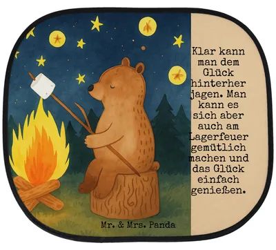 Produktbild von Mr. & Mrs. Panda Sonnenschutz Auto Bär & Marienkäfer Lagerfeuer Design - Weiß - Geschenk, Sonnenblende, Teddy, Autoscheibe, Fürs, für