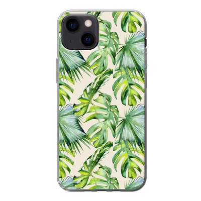 Produktbild von MuchoWow® Handyhülle Schutzhülle Hülle für iPhone 13 Blätter - Muster - Monstera Silikon Softcase Handy Hülle - Karteninhaber