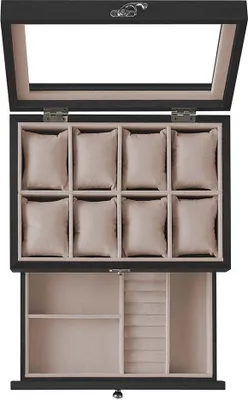 Productafbeelding van Famanu horlogebox met 8 vakken - Organizer van massief hout