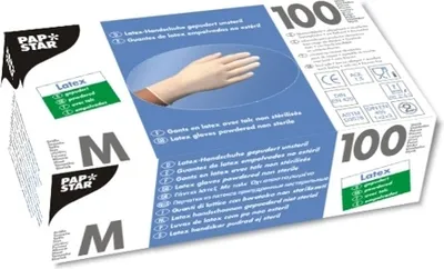 Image de 100 gants, latex poudré blanc taille M