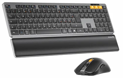 Zdjęcie produktu dla Bezprzewodowa klawiatura i mysz, pełnowymiarowa, Bluetooth, z możliwością ładowania, układ klawiszy QWERTZ (niemiecki)