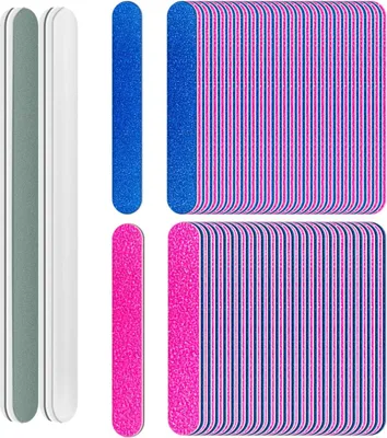 Produktbild von 100 Stück Nagelfeilen, Einweg Nagelfeilen 180/240, doppelseitiges Schmirgelbrett für den Heim- und Salongebrauch mit em Nagelpolierpuffer