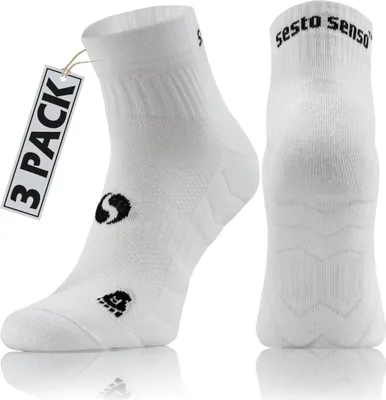 Produktbild von Sesto Senso Sportsocken – Bequeme, atmungsaktive Socken – Uni für Damen und Herren, Größe 39-42, Weiß, 3er Pack