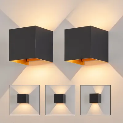 Produktbild von ZMH LED Wandleuchte Außen  2ER 5W Schwarz Gold Wandlampe Warmweiß Up Down Außenleuchte IP65 Wasserdicht Außenlampe Treppenhaus Hauswand Flur