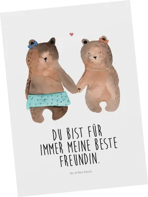 Produktbild von Mr. & Mrs. Panda einzelkarte Bär Freundin - Weiß - Geschenk, Ansichtskarte, Postkarten, Kunstkarten, Fotokarte, Postkarte, Ansichtskarten, Teddy