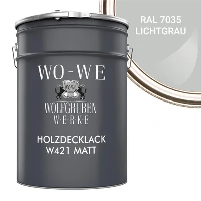 Produktbild von Holzlack Holzfarbe Holzschutzfarbe Möbellack MATT W421 Lichtgrau änhl. RAL 7035 - 5L