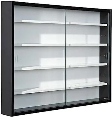 Productafbeelding van Vitrinekast met vier planken - Wandvitrine - Zwart - Wit