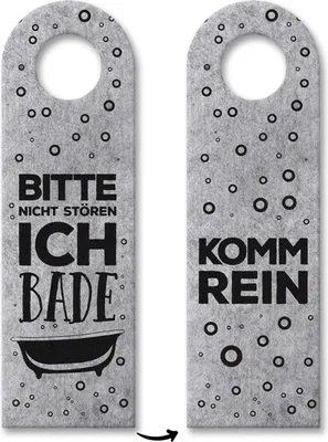 Produktbild von Nicht stören, ich bade oder Komm rein Türhänger in Grau mit Badewanne Motiv Bad
