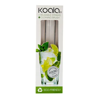 Obrázek produktu pro Brčka pro opakované použití Koala Bodega z nerezové oceli, 5 kusů