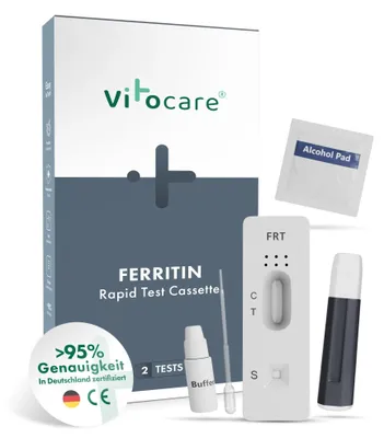 Produktbild von Vitocare Ferritin Test / Eisentest f. Zuhause | Eisenmangel Schnelltest 2x