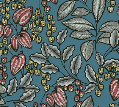 Produktbild von Architects Paper Blumentapete Floral Impression florale Tapete Vliestapete blau gelb rot schwarz weiß 10,05 m x 0,53 m
