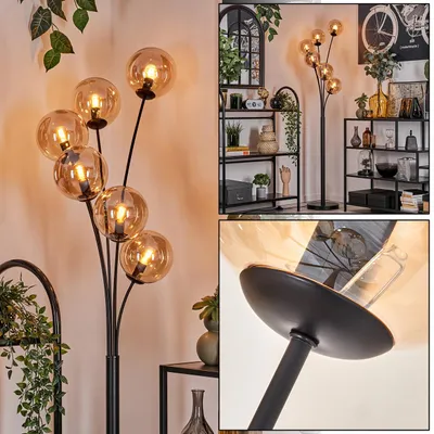 Produktbild von Fossobiubo Stehlampe aus Metall/Glas in Schwarz/Bernstein