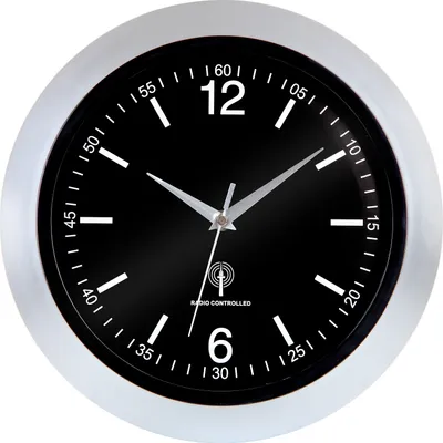 Produktbild von MONZANA® Wanduhr Funk Groß 30cm Modern mit Batterien ohne Tickgeräusche Küchenuhr Analog automatische Zeitumstellung Haushalt Funkuhr Anthrazit Silber