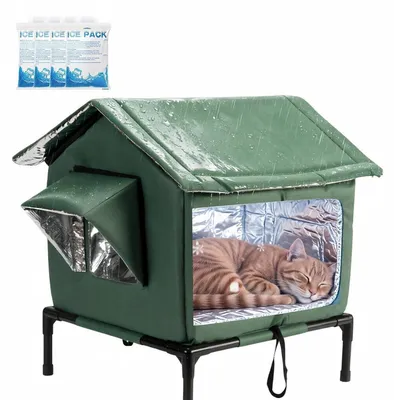 Obrázek produktu pro Venkovní, izolovaná bouda pro kočky – odolná vůči povětrnostním vlivům – rozměry 45 x 40 x 55 cm