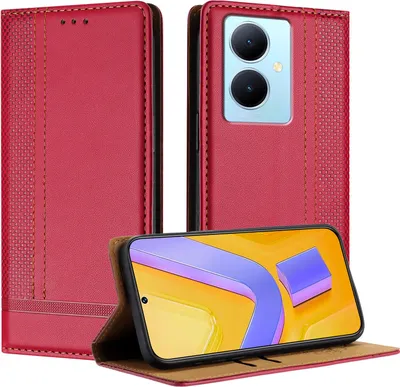 Obrázek produktu pro Pouzdro pro Vivo Y78 / Vivo Y78+ 5G kožené flipové pouzdro s funkcí stojánku červené