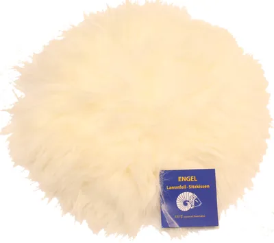 Produktbild von Sitzauflage Diana aus Lammfell hochwollig Weiss Ø 34cm