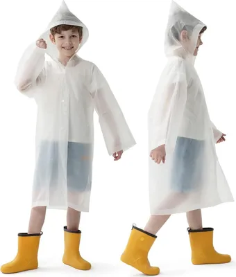Produktbild von 2er-Pack Regenmäntel für Kinder, wiederverwendbare Regenponchos mit Kapuze und Ärmeln, wasserdichte Regenmäntel für Jungen und Mädchen