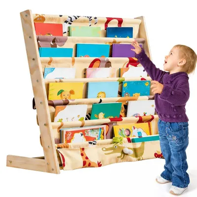 Immagine prodotto di Scaffale per libri per bambini con 6 scomparti, realizzato in tessuto Oxford