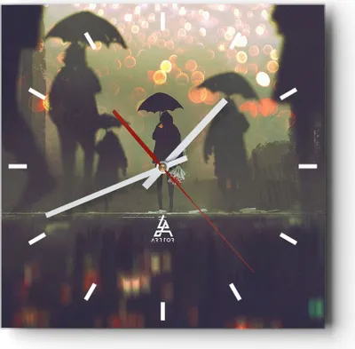 Produktbild von Wanduhr - Quadrat - Glasuhr - Straße Regen Wasser - 30x30cm - Schleichendes Uhrwerk - Lautlos - zum Aufhängen bereit - Dekoration Modern - Wanddekoration aus Glas - C3AC30x30-3885