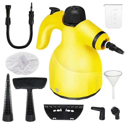 Produktbild von Dampfreiniger Handgerät 1000W mit 9 Zubehörteilen, 350ml Tank, Entfernt Fett & Flecken auf Sofa, Fenster, Küche, Autositzen u.v.m.