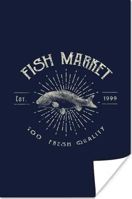 Produktbild von MuchoWow® Poster Jahrgang - Fisch - Text 120x180 cm - Kunstposter