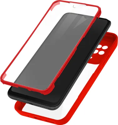 Zdjęcie produktu dla Uniwersalne etui Xiaomi Redmi 10C, przezroczysty tył + silikonowy bumper - czerwony