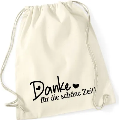 Produktbild von Huuraa Turnbeutel Danke für die schöne Zeit Herzen 12 Liter Natural Baumwolle Rucksack Geschenkidee