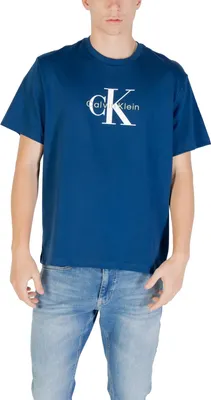 Produktbild von Calvin Klein Jeans Herren T-Shirt Blau Druck Kurzarm : Größe - XL Größe: XL
