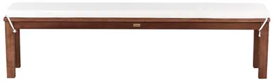 Produktbild von BELIANI Gartenbank Braun Eukalyptusholz mit Sitzkissen Cremeweiß 170 cm Rechteckig Rustikaler Stil Terrasse Balkon Indoor Outdoor Möbel