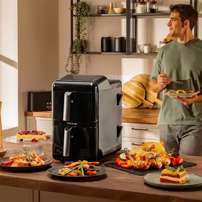 Produktbild von Cecotec A01_EU01_109325 Fritteuse Doppel 12 l Eigenständig 2900 W Heißluftfritteuse Schwarz