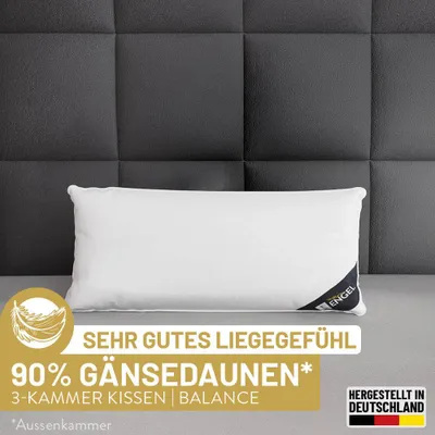 Produktbild von Daunenkissen 80x80 cm 3-Kammerkissen Kopfkissen Kissen Daunen, Füllung (Außenkammer): 90% Daunen / 10% Federn, Bezug: 100 % Baumwolle SPESSARTTRAUM MEIN ENGEL