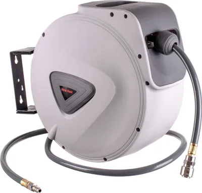 Immagine prodotto di Avvolgitubo automatico per tubi pneumatici con tubo da 15 m e raccordo da 1,4 m con attacco rapido TC Technic HR091515