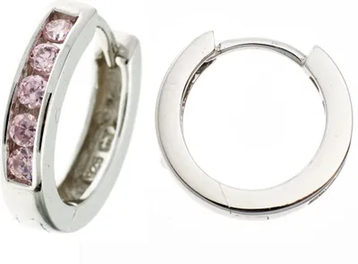 Produktbild von Paar Creolen Creole Ohrringe 14,6mm 925 Silber 10 Zirkonia rose