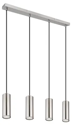 Produktbild von LED Hängeleuchte, 4-flammig, Metall, chrom, rund, H 120 cm