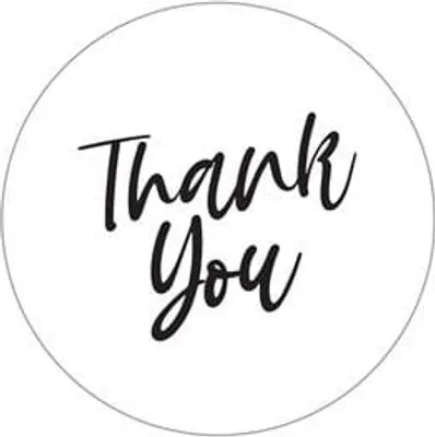 Zdjęcie produktu dla Naklejki okrągłe Białe Fi25mm Thank You - wzór 5