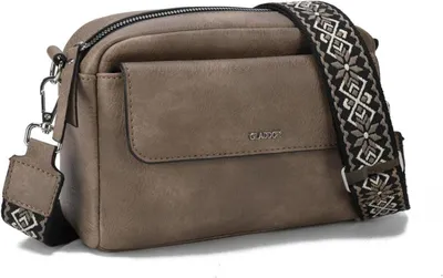 Produktbild von Kleine Umhängetasche Frauen Kunstleder Crossbody Bag abnehmbarer Riemen Taupe