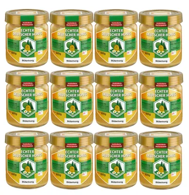 Produktbild von Echter Deutscher Honig vom Imker aus Neustadt (Hessen). 12 x 500g Blütenhonig - schonend geerntet und verarbeitet. Fein gesiebt aber nicht gefiltert.