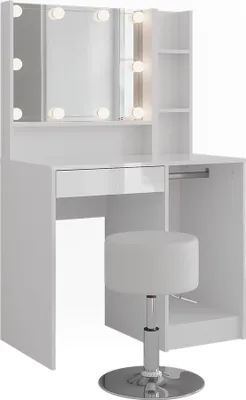 Produktbild von Schminktisch Vicco Sherry Weiß/Weiß Hochglanz 89.8 cm 5 Teile, Model 57691