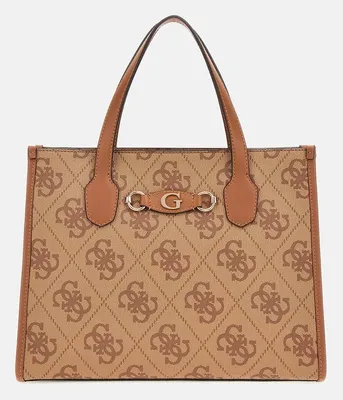 Produktbild von Guess Izzy 4G Logo Handtasche in Braun Beige für Damen – 34 x 26 x 13 CM / Brown Beige