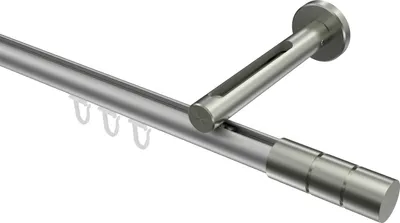 Produktbild von Interdeco Innenlaufstange / Gardinenstange mit Innenlauf Silbergrau / Edelstahl-Optik, Typ Siteno Elanto (Rillenzylinder), 20 mm Ø 1-läufig, 420 cm