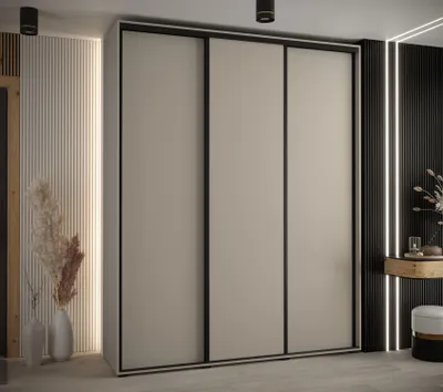 Obrázek produktu pro Šatní skříň INDIRA 1 - 190/60 cm, kašmír / černá