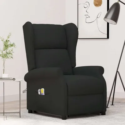 Obrázok produktu pre masážne kreslo vidaXL s podporou stúpania Čierna látka